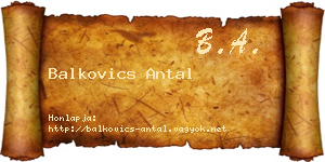 Balkovics Antal névjegykártya